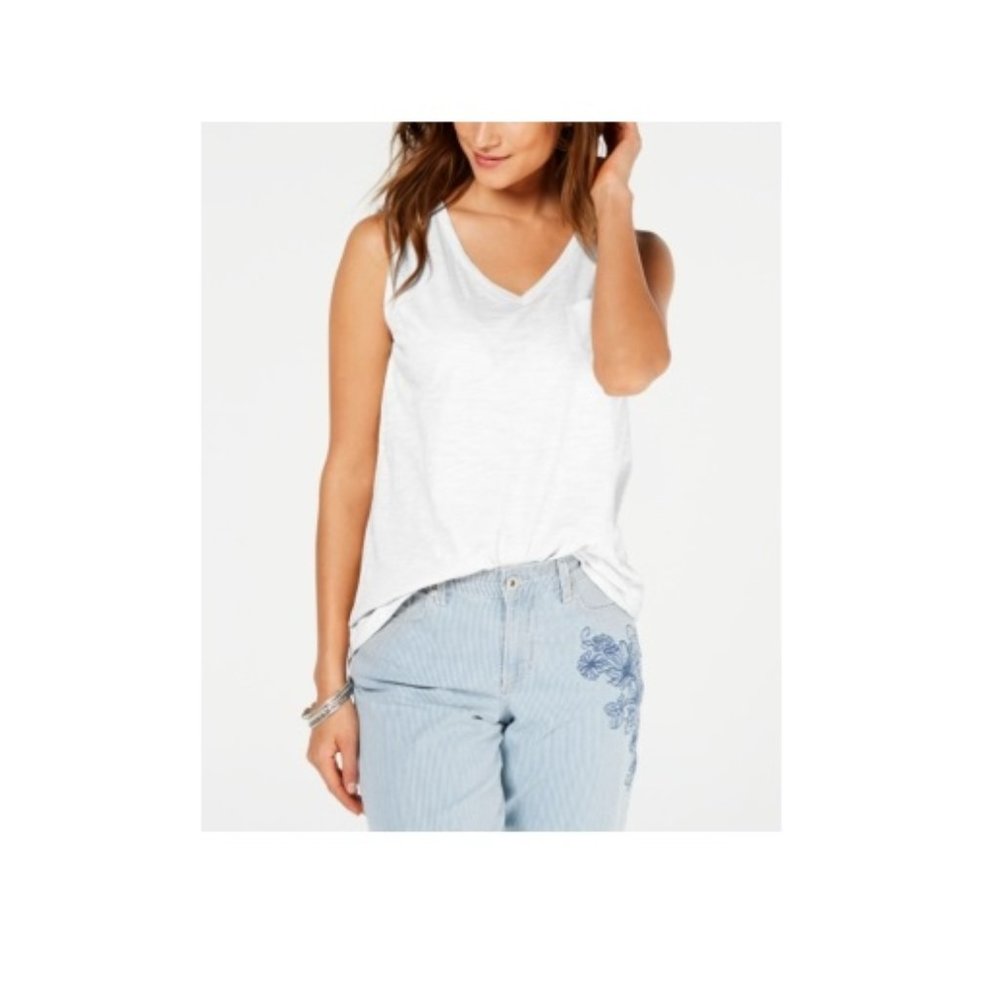 NWT Style & Co Cotton V-Neck Tank Top Size M Sleeveless Muscle Shirt  C0083
